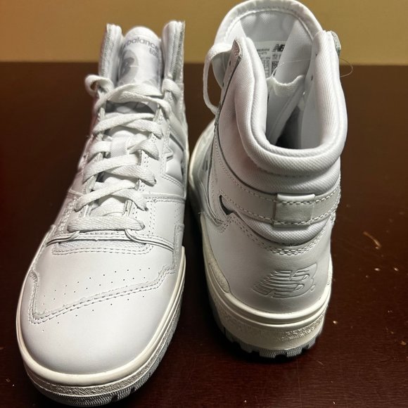 New Balance Mens White 650 BB650RWW Leather Mid Top Lace Up Sneakers Size 9.5D - Picture 3 of 6